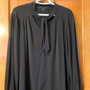 Women’s plus Jessica London Black Tie Neck Long Sleeve Blouse Size 18/20 L EUC
